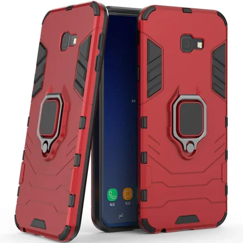 Vista 8 de Compatible con Galaxy J4+ (2018), soporte de anillo de metal, a prueba de golpes, parachoques duro (funciona con soporte magnético para automóvil)