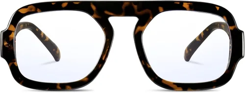 Vista 12 de Aviator Blue Light Blocking Glasses for Women Men Square Flat Top Computer TV Eyeglasses Anti Eyestrain