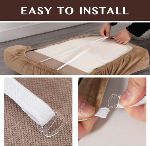 Vista 5 de Fundas de cojín de terciopelo elástico de lujo para sofá, juego de 3 piezas para sofás en forma de T, fundas antideslizantes y lavables, protector