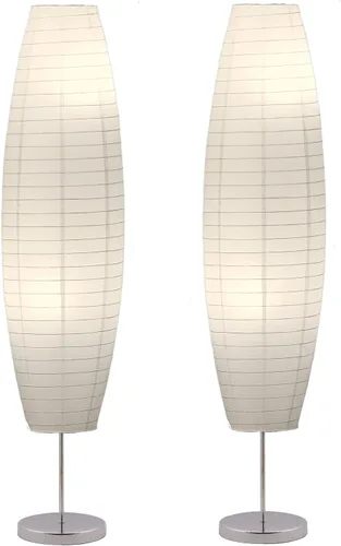 Vista 11 de LIGHTACCENTS Lámparas de pie de papel de arroz para sala de estar, paquete de 2 lámparas de pie de papel blanco con interruptor de pie