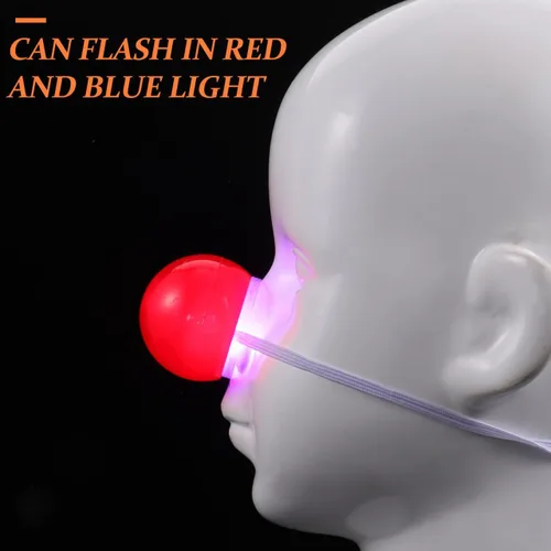 Vista 6 de STOBOK 5 piezas LED intermitentes de nariz de reno rojo, nariz de payaso con luz parpadeante con correa elástica, accesorios de disfraz de Navidad a