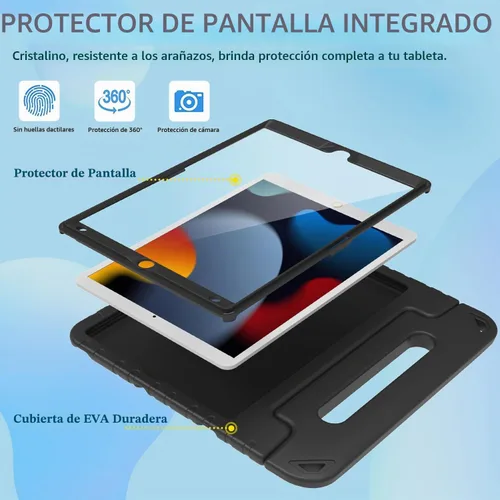 Vista 8 de LTROP Funda infantil para iPad de 9ª/8ª/7ª generación (2021/2020/2019), iPad 10.2 con protector de pantalla integrado, funda para niños con soporte