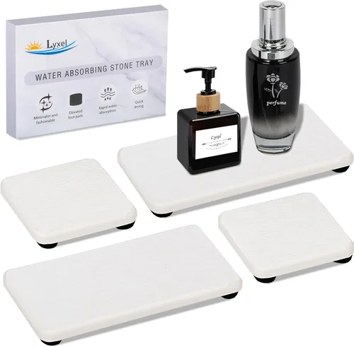 Vista 13 de Bandeja de piedra absorbente de agua para fregadero, bandeja de fregadero de piedra de secado rápido, bandejas de diatomita absorbentes de agua