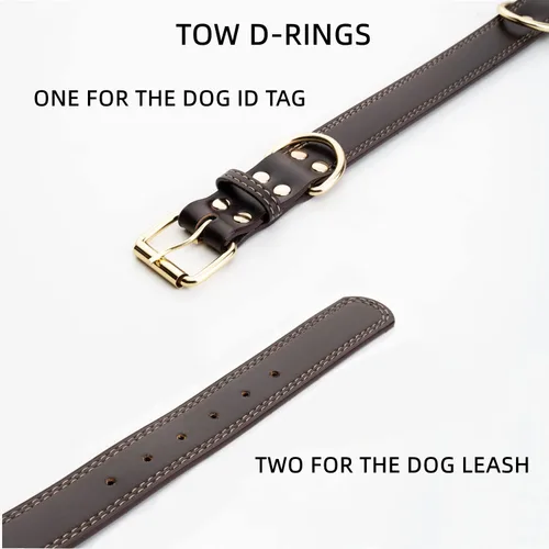 Vista 5 de Collar para perro de cuero enrollado, duradero, fuerte, mediano, grande, ajustable, suave, transpirable, acolchado, con hebilla de aleación