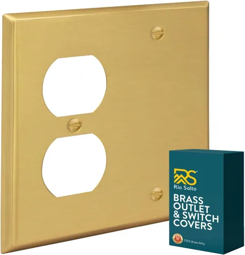 Vista 34 de Rio Salto Placa de pared de metal dorado en latón Placa de salida en blanco Cubierta para tomas de corriente no utilizadas Interruptor de pared de 1