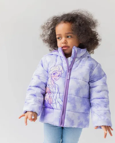 Vista 2 de Disney Frozen - Chaqueta acolchada con cremallera para niñas pequeñas (2T - 7-8)