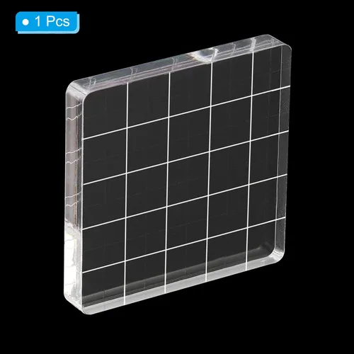 Vista 3 de PATIKIL Bloque de sello acrílico de 2 x 2 pulgadas, bloque de estampado transparente con líneas de cuadrícula, bloques de montaje decorativos