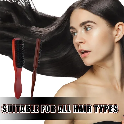 Vista 6 de cobee Juego de 5 cepillos de pelo con parte trasera lisa, cepillo de cerdas para control de bordes, peine de burlas, palo de cera para cabello