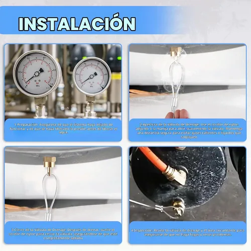 Vista 6 de Tapón de válvula de drenaje de tanque de aire de 1/4" con cable de 60", Dazakoot Repuesto de cable de válvula de drenaje de compresor de aire