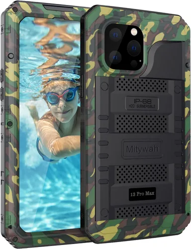 Vista 54 de Mitywah Funda impermeable para iPhone 7/iPhone 8 / iPhone SE 2020, funda de metal resistente de grado militar, protección de cuerpo completo