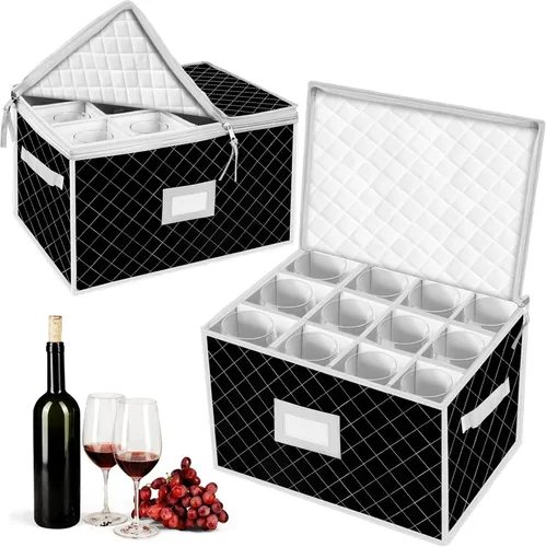 Vista 17 de Caja de almacenamiento para flauta de champán, caja de almacenamiento acolchada para copas de champán, contenedor apilable de copa de champán, copa