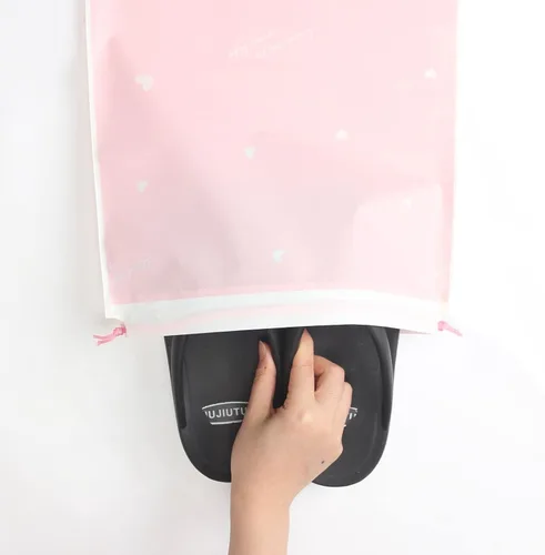 Vista 4 de Bolsas de zapatos para viajes, organizador grande de almacenamiento de zapatos transparentes con cordón, bolsas de almacenamiento de viaje