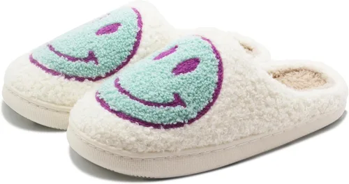 Vista 3 de Pantuflas de cara retro mullidas para mujeres y hombres, felpa suave, cálidas, estilo de pareja, informales, cómodas, para interiores y exteriores