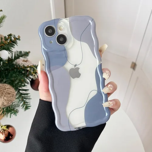 Vista 16 de DEFBSC Funda para iPhone 15 con bonito diseño ondulado, color negro