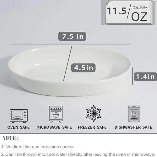 Vista 2 de UIBFCWN Fuentes para Gratinar, 7.5''x4.5'' Fuente de Cerámica Ovalada para Porción Individual, Platos de Cazuela Individuales Aptos para Horno