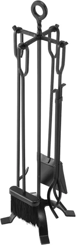 Vista 11 de VEVOR Cubo de ceniza, 4 piezas con tapa, pala, escoba y guantes, cubo de carbón de metal para chimenea y lata de cenizas, 4 galones de gran