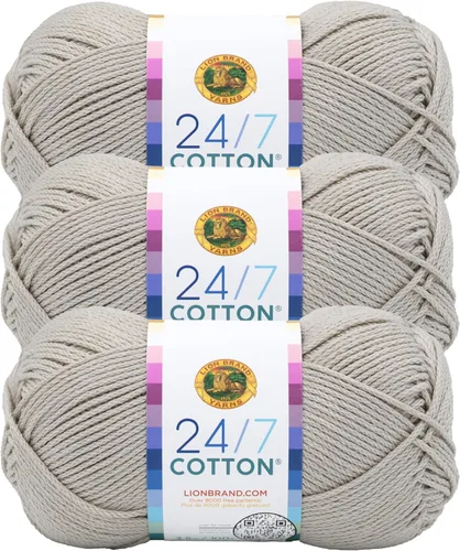 Vista 112 de Lion Brand Yarn - Hilo ligero 24/7 de algodón para tejer, hacer ganchillo y manualidades, Ámbar, paquete de 1 Light Worsted 100% Mercerized Cotton