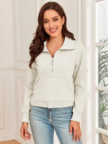 Vista 2 de SENFURE Sudaderas con capucha para mujer, manga larga, cuello alto, camisetas atléticas