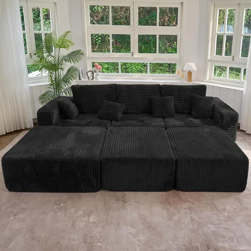 Vista 20 de Sofá modular de 146 pulgadas, sofás de nube convertibles en forma de U para sala de estar con otomana, juego de sofá de pana de 6 plazas sin hueso