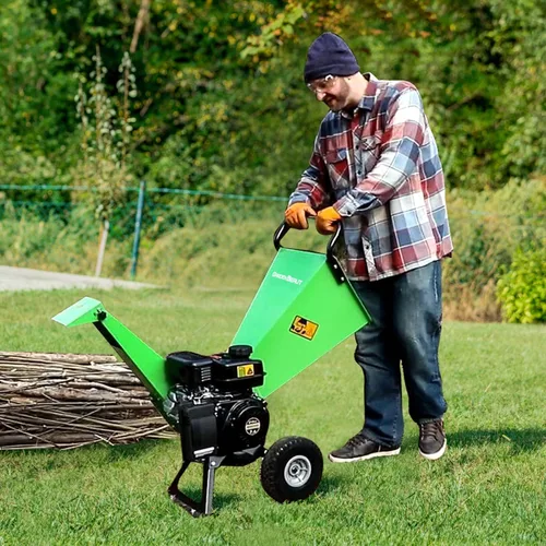 Vista 7 de R30 - Trituradora de madera 7HP a gas, diámetro máximo de corte de 3 pulgadas, construcción totalmente de acero, trituradora y astilladora