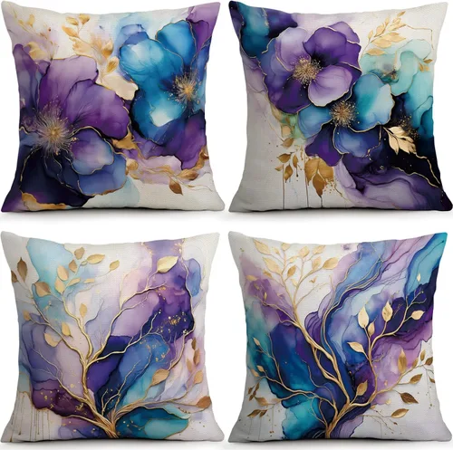 Vista 31 de OBSEDE - Fundas para cojín de mármol negro y dorado abstracto, 18 × 18 pulgadas, juego de 4, fundas para cojines de sofá, cama, salón, decoración