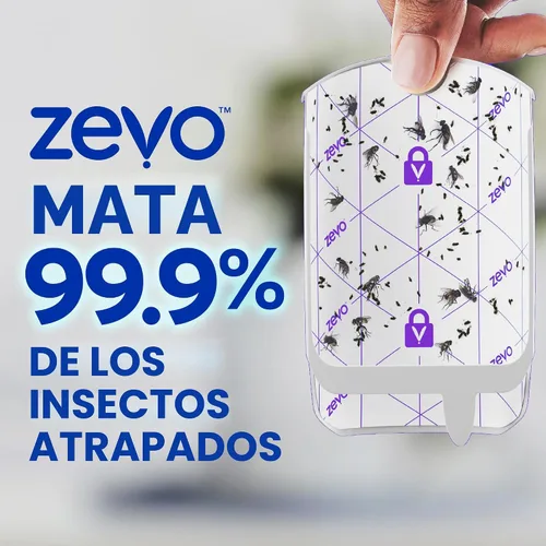 Vista 6 de Trampa para Insectos Voladores y Cartucho Zevo - Trampa para Moscas Enchufable y Atrapa Insectos de Interior para Jejenes, Moscas Domésticas