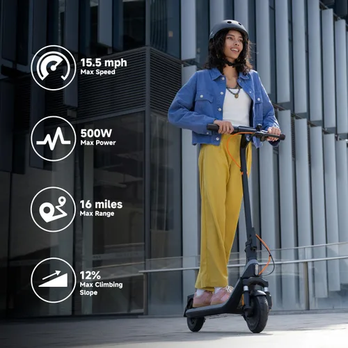 Vista 4 de Segway Ninebot E2 Plus II/E2 Pro/E3 Pro Electric Scooter, 15.5–20 MPH, Long Range, Dual Elastomer Suspension (E3 Pro only), Foldable Adult Scooter