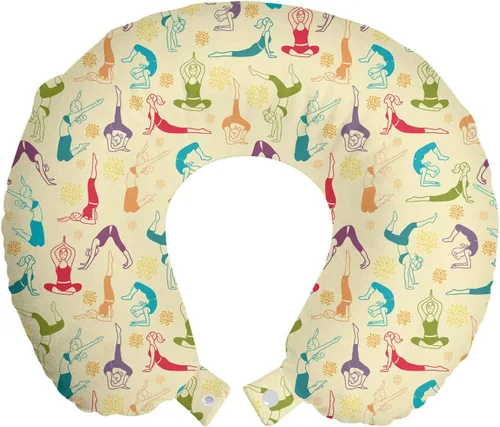 Vista 50 de Ambesonne Almohada de viaje para pizza, con patrón dibujado a mano, menú de pizzería, comida rápida, deliciosa comida gourmet, accesorio de viaje