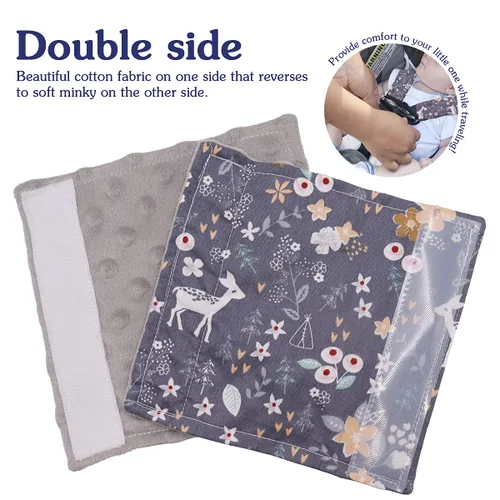 Vista 5 de DILIMI Funda para el cuello del asiento de automóvil para bebé, 2 almohadillas para cinturón de asiento de automóvil, protectores de correa