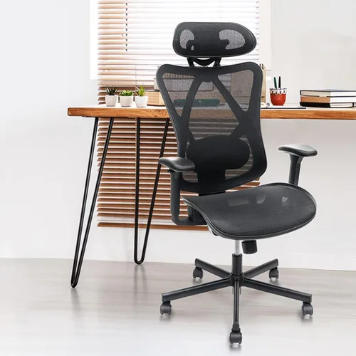 Vista 2 de Ergonomic Office Chair with Lumbar Support, High Back Mesh Computer Desk Chair, Adjustable Gaming Chair for Adults with Headrest, 135° Recline