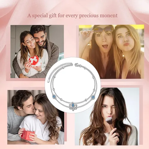 Vista 6 de YinShan Tobillera de plata de ley S925 ajustable para mujer