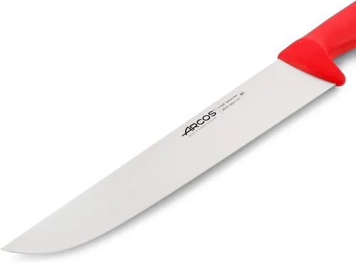 Vista 3 de Arcos Cuchillo de carnicero Range de acero inoxidable nitrum de 12 pulgadas. Cuchillo para carne. Mango rojo de polipropileno. Sistema