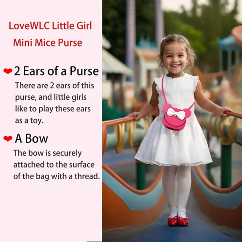 Vista 5 de LoveWLC Cartoon Little Mouse Ear Bow Kids Crossbody Purse,Adorable Mouse Purse