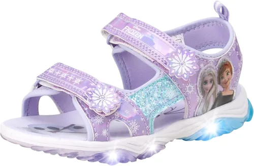 Vista 2 de Disney Sandalias para niñas, Frozen o Minnie Mouse con doble correa iluminada (niñaniña)