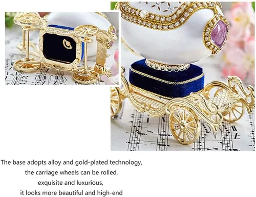 Vista 4 de AVEO Caja de música relojera, caja de música con joyas, huevo de ganso, princesa, carruaje, baratija, caja musical de regalo para Navidad, Año