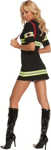 Vista 2 de Hot Spot Disfraz de bombero sexy para mujer, color negro