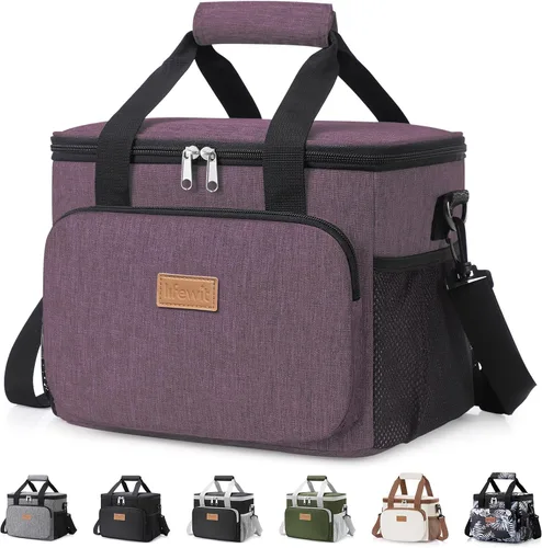Vista 9 de Lifewit Lonchera mediana aislada, suave y refrigerante, para adultos, hombres y mujeres, color negro, 12 latas (9L)