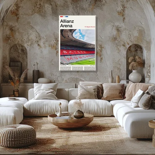 Vista 5 de Arte de pared de estadio Póster del Bayern Múnich Retro Impresiones en lienzo para hogar, oficina, sala de estar, decoración de pared de fútbol 12 x