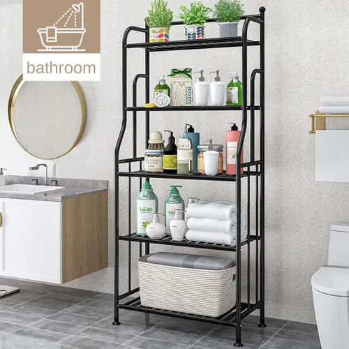Vista 5 de Estantería para panaderos, estantes de almacenamiento de metal, organizador de estante de lavandería, estantes de pie para lavandería, cocina, baño