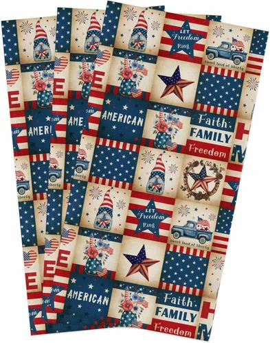 Vista 30 de Toallas de cocina patrióticas del 4 de julio, paños de limpieza de microfibra con estrella de la bandera americana, toallas de cocina, baño, toallas