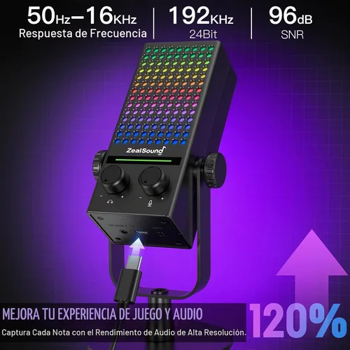 Vista 3 de ZealSound Micrófono para juegos para Xbox, micrófono USB para PC, Mac, iPhone y Android, reducción de ruido, silencio de un solo toque, control