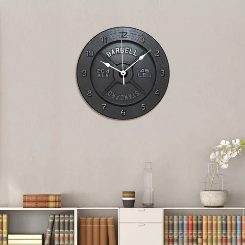 Vista 6 de ArogGeld Reloj de pared de madera con barra de estilo rústico, funciona con pilas, silencioso, sin tictac, números decorativos para cocina, sala