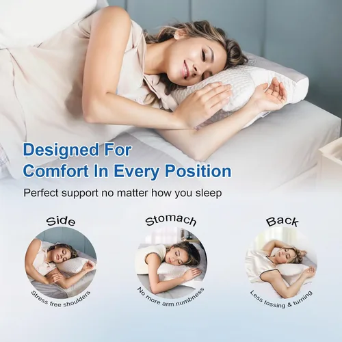 Vista 4 de Almohada cervical para el cuello para aliviar el dolor, almohada ergonómica para dormir de lado para apoyar el cuello, almohadas refrescantes