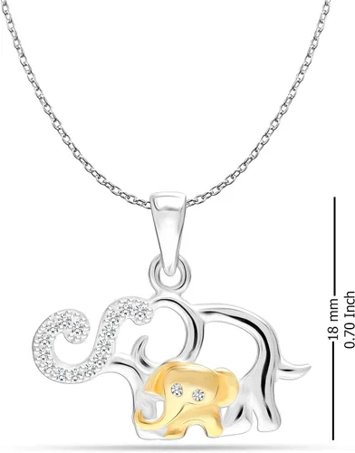 Vista 3 de LeCalla Collar de plata de ley 925 con colgante de elefante de buena suerte con diseño de animales de buena suerte, regalo de joyería para mujeres