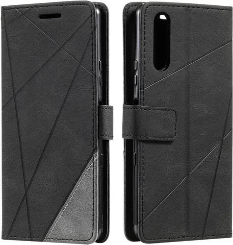 Vista 2 de Funda compatible con Sony Xperia 1 V, compatible con Sony Xperia 1 V 2023 XQDQ62/B XQ-DQ72 XQ-DQ14 Funda con tapa de piel sintética negra