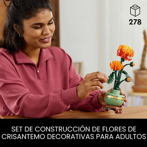 Vista 2 de LEGO Botanicals - Juego de construcción de crisantemo para adultos a partir de 18 años - Flor artificial para centros de mesa de comedor