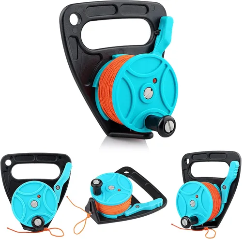 Vista 6 de Carrete de buceo con tapón de pulgar y línea de 150 pies azul