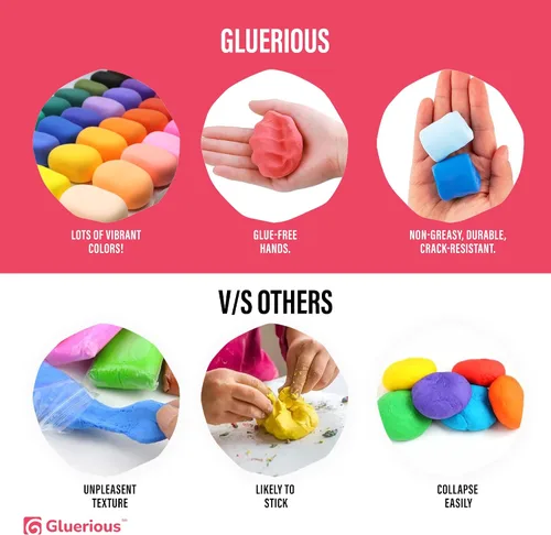 Vista 5 de Arcilla seca al aire para niños y adultos - Kit de arcilla mágica para modelar: 50 colores vibrantes, 100 ojos saltones y material suave y seguro