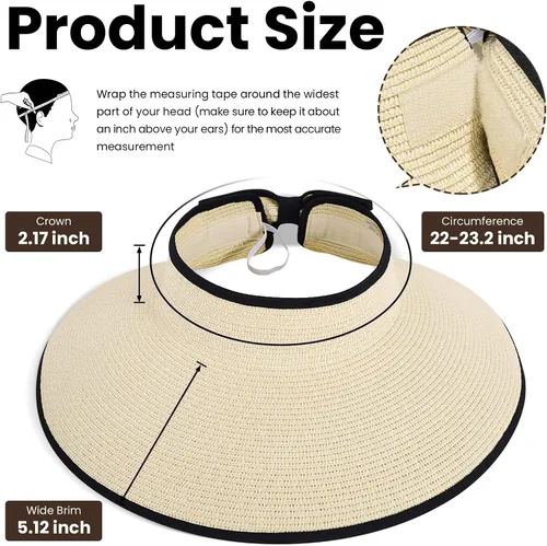 Vista 19 de Simplicity - Sombrero con protección solar UV UPF 50 para mujer, convertible en visera para playa