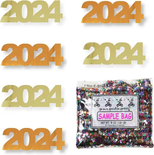 Vista 30 de Confetti Year 2024 Negro, Azul Royal Combo - 2 bolsas de media onza (1 oz)